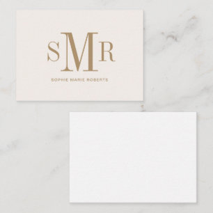 Modern three letter monogram initials name card