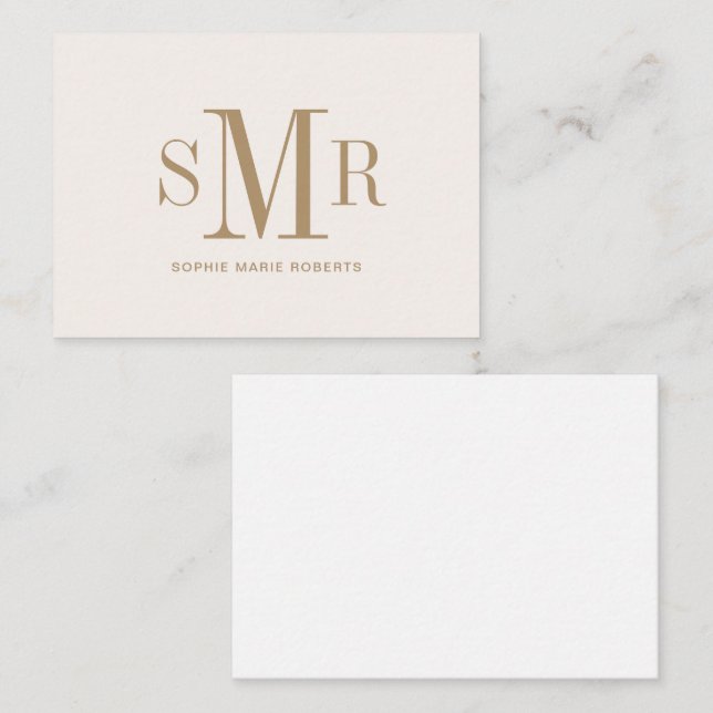 Modern three letter monogram initials name card (Front/Back)