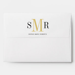 Modern three letter monogram initials name  envelope