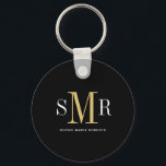 Modern three letter monogram initials name keychain<br><div class="desc">Modern three letter monogram name  initial mouse pad</div>