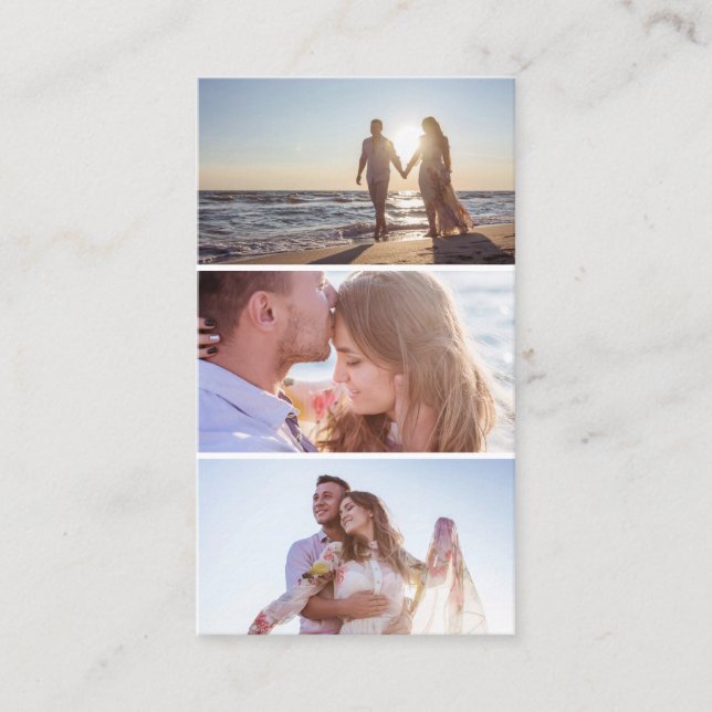 Modern Three Photo Collage Photographer Business Card (Front)