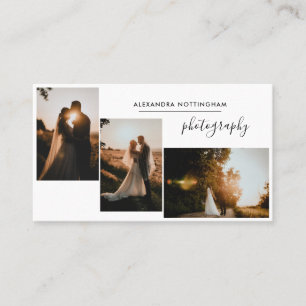 Modern Three Photo Collage Wedding Photography Business Card