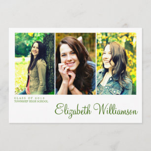 Modern Three Photo Graduation Party Invitation