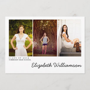 Modern Three Photo Graduation Party Invitation