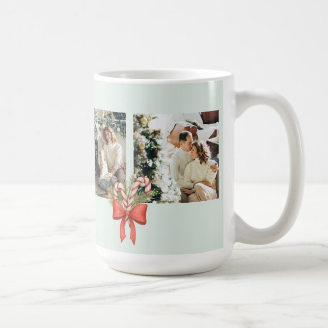 Modern Three-Photo Holiday Family Collage Coffee Mug (Right)