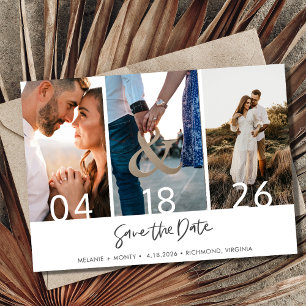 Modern Three Photo Wedding Save the Date