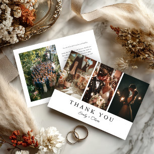 Modern Three Photo Wedding Thank You Card