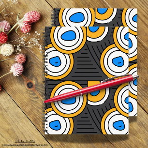 Modern Tibet abstract pattern in black blue Notebook