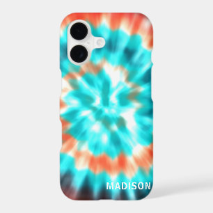 Modern Tie Dye Blue Orange Personalized Name