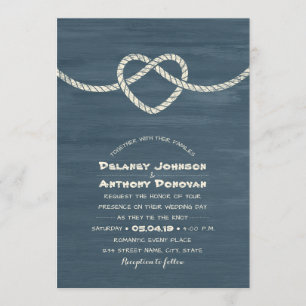 Modern Tie The Knot Unique Beach Nautical Wedding Invitation