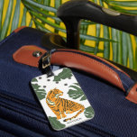 Modern Tiger and Jungle Leaves Art Personalised Luggage Tag<br><div class="desc">Modern Tiger and minimalist jungle art with dots. Optional personalisation.</div>