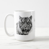 Modern Tiger Black and White Monogram Saying