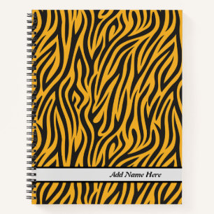 Modern Tiger Print Customizable Name Notebook