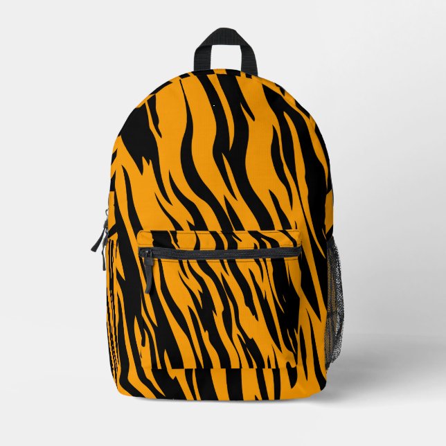 Modern Tiger Stripe Wildlife Adventure Print  Printed Backpack (Front)