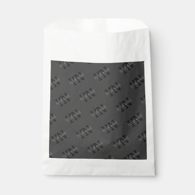 Modern Tiled Dark Grey Monogrammed Name/other Text Favour Bag (Front)