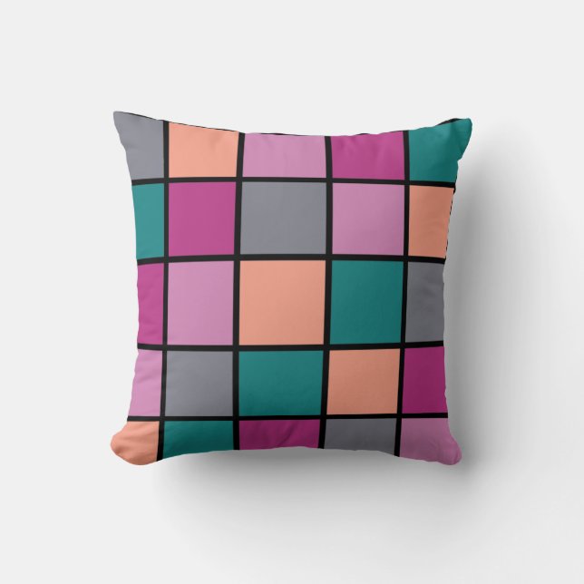Modern Tiles Pattern 5 Colors Throw Pillow (Front)