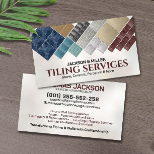 Modern Tiling Services Black Marble Tile Collage Business Card