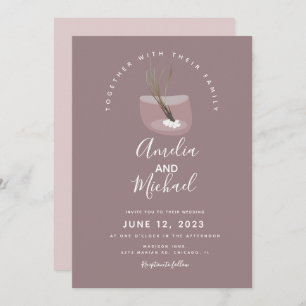 Modern Tillandsia Plant in Terarrium Wedding Invitation