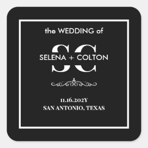 Modern Timeless Black & White Wedding Sticker