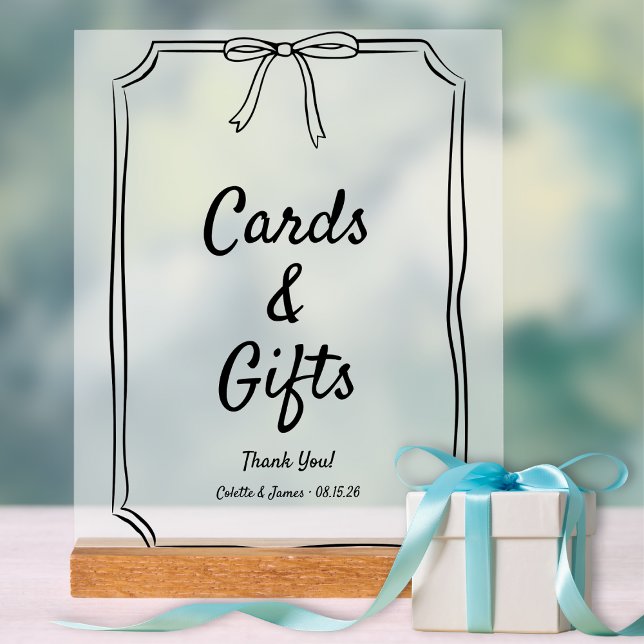 Modern Timeless Bow Coquette Cards & Gifts Wedding Acrylic Sign (Creator Uploaded)