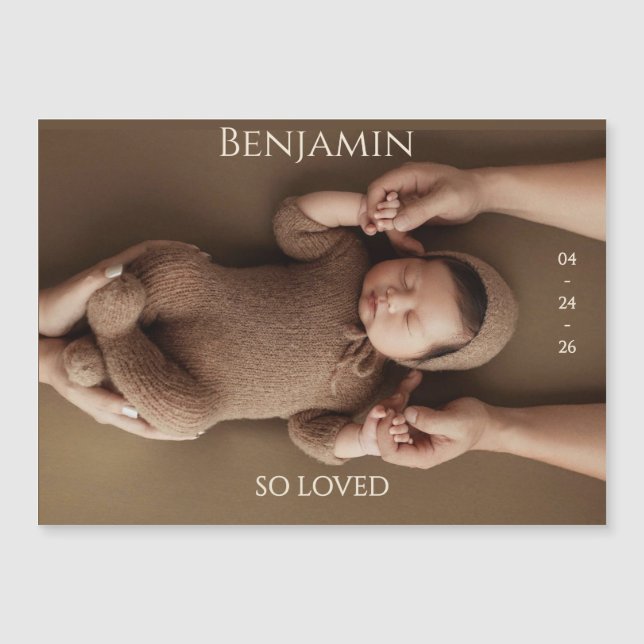 Modern Timeless Photo Magnetic Baby Announcement (Front)