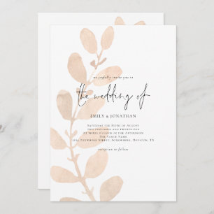 Modern Tinted Peach Foliage Wedding Invitation