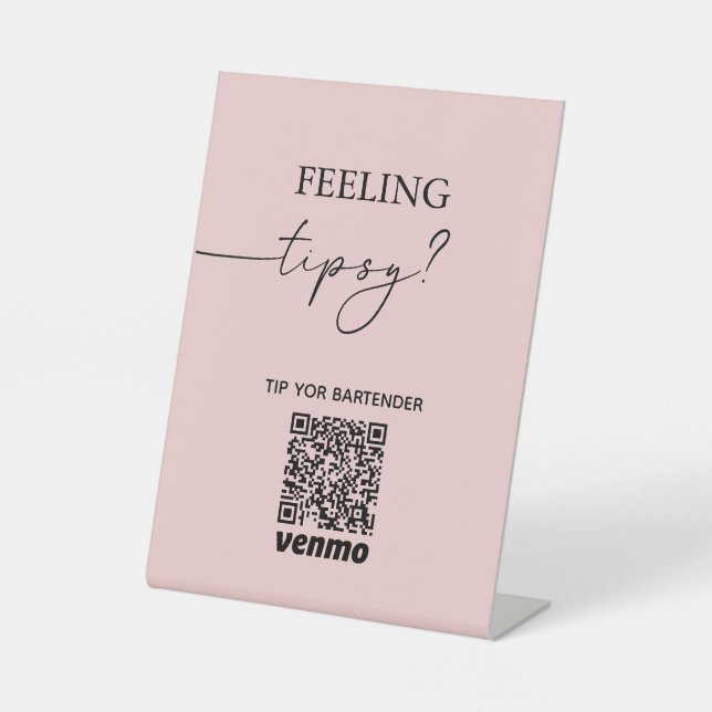 Modern Tip Your Bartender QR Code App Payment Sign (Front)