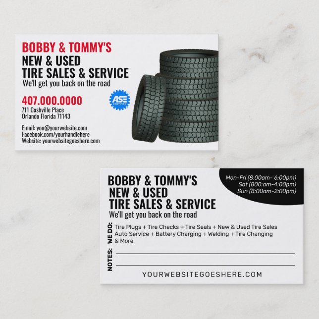 Modern Tire Services Customizable Business Card (Front/Back)