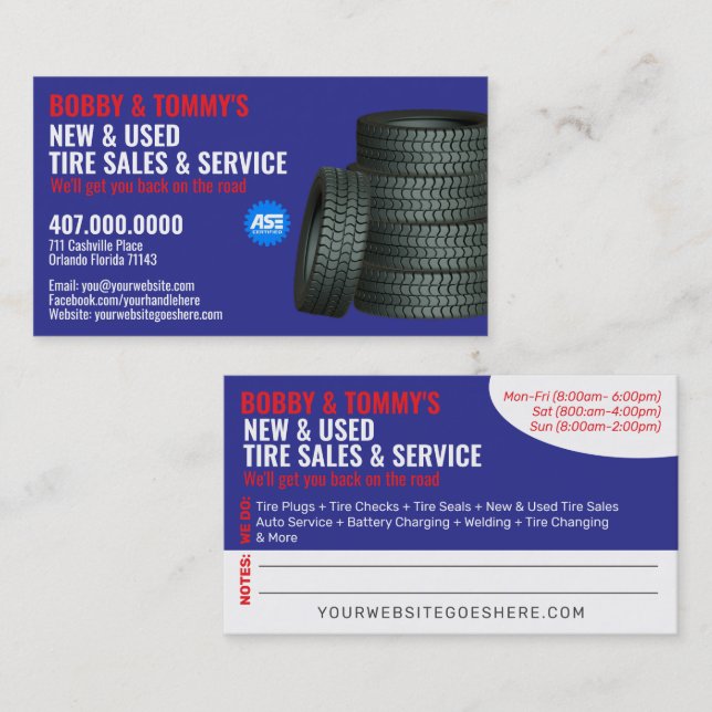 Modern Tire Services Customizable Business Card (Front/Back)