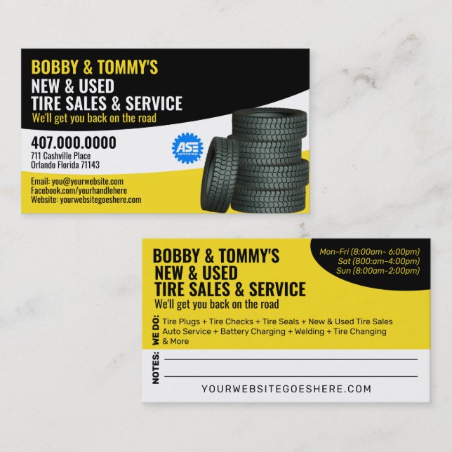 Modern Tire Services Customizable Business Card (Front/Back)