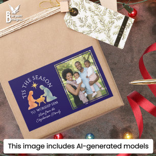 Modern TIS THE SEASON Family Photo Christmas Sticker