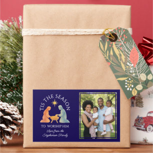 Modern TIS THE SEASON Family Photo Christmas Sticker