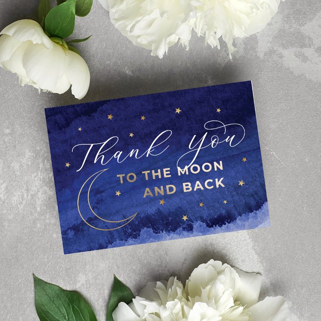 Modern To the Moon and Back Thank You Cards (Blue Modern To the Moon and Back Thank You Cards)