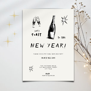 Modern Toast to the New Year 2026 Bold Typo Invitation