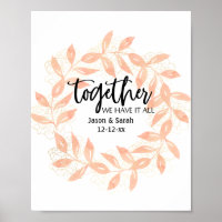 Modern Together Quote & Coral Leaves Personalized