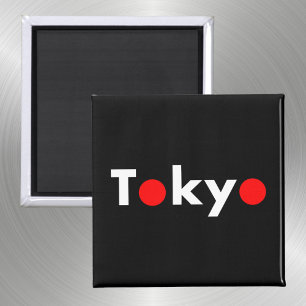 Modern Tokyo Japan Red Dots Dark Color Magnet
