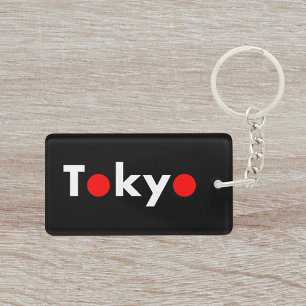 Modern Tokyo Japan Red Dots Dark Colour Keychain