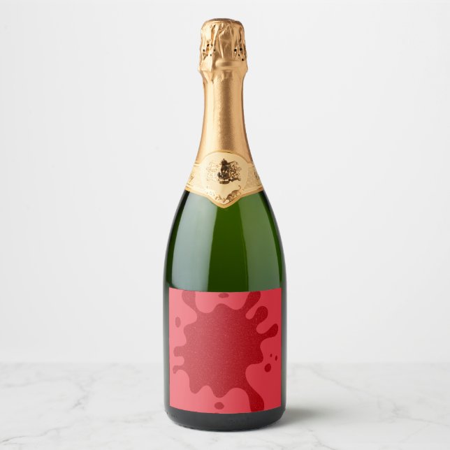 Modern Tomato-Red Sparkling Wine Labels (Custom) (Front)