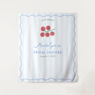 Modern Tomato Vine Bridal Shower Photo Backdrop Tapestry