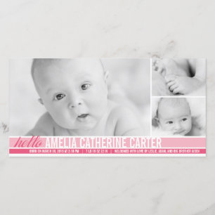 Modern Tones Baby Girl Birth Announcement