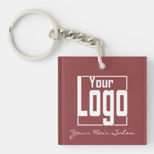 Modern Topaz & White  Logo QR Code  Keychain