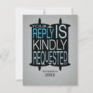 Modern Torah Bar Mitzvah Reply RSVP Grey Blue Invitation