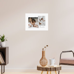 Modern torn edge multi photo personalized script poster