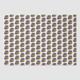 Modern Train Baby Watercolor Blue Birthday Kids Tissue Paper