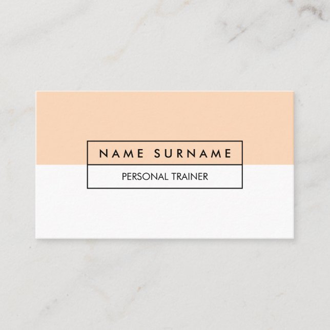 Modern Trainer Clean Pastel Peach Business Card (Front)