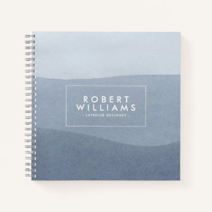 Modern Tranquil Blue-Grey Abstract Landscape Notebook