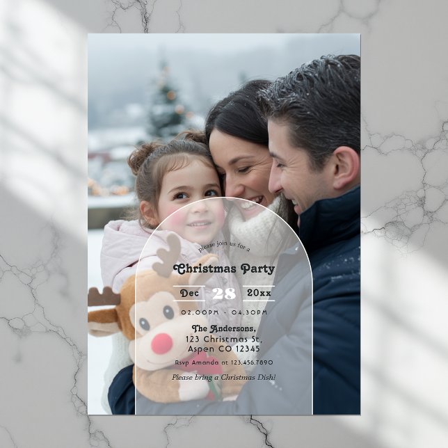 Modern Transparent Arch Overlay Christmas Party Invitation (Modern Transparent Arch Overlay Christmas Party Invitation)