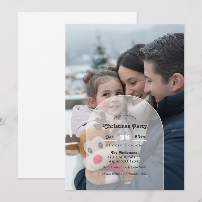 Modern Transparent Arch Overlay Christmas Party Invitation (Front/Back)