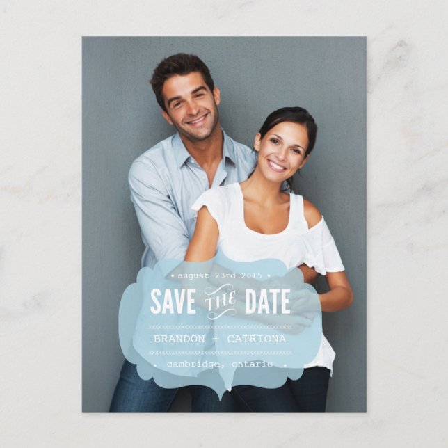 Modern Transparent Label | Save the Date Postcard (Front)