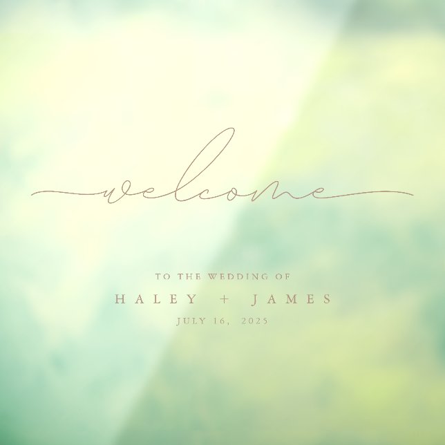 Modern Transparent Taupe Wedding Welcome Poster  Window Cling (Sheet 3)